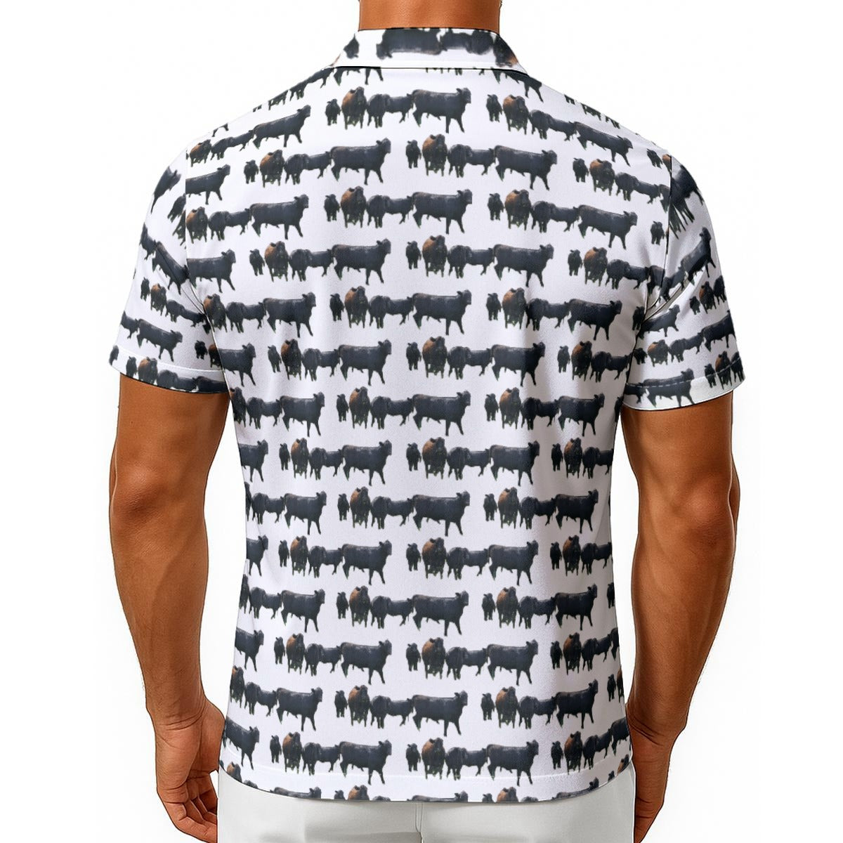 All-Over Print Men's Hawaiian Shirt With Button Closure "Shelby County Cows"