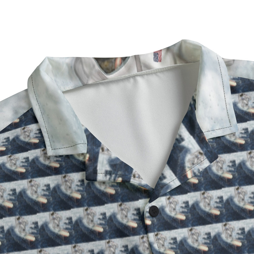 "Cosmic Surfer" All-Over Print Men's Hawaiian Shirt With Button Closure