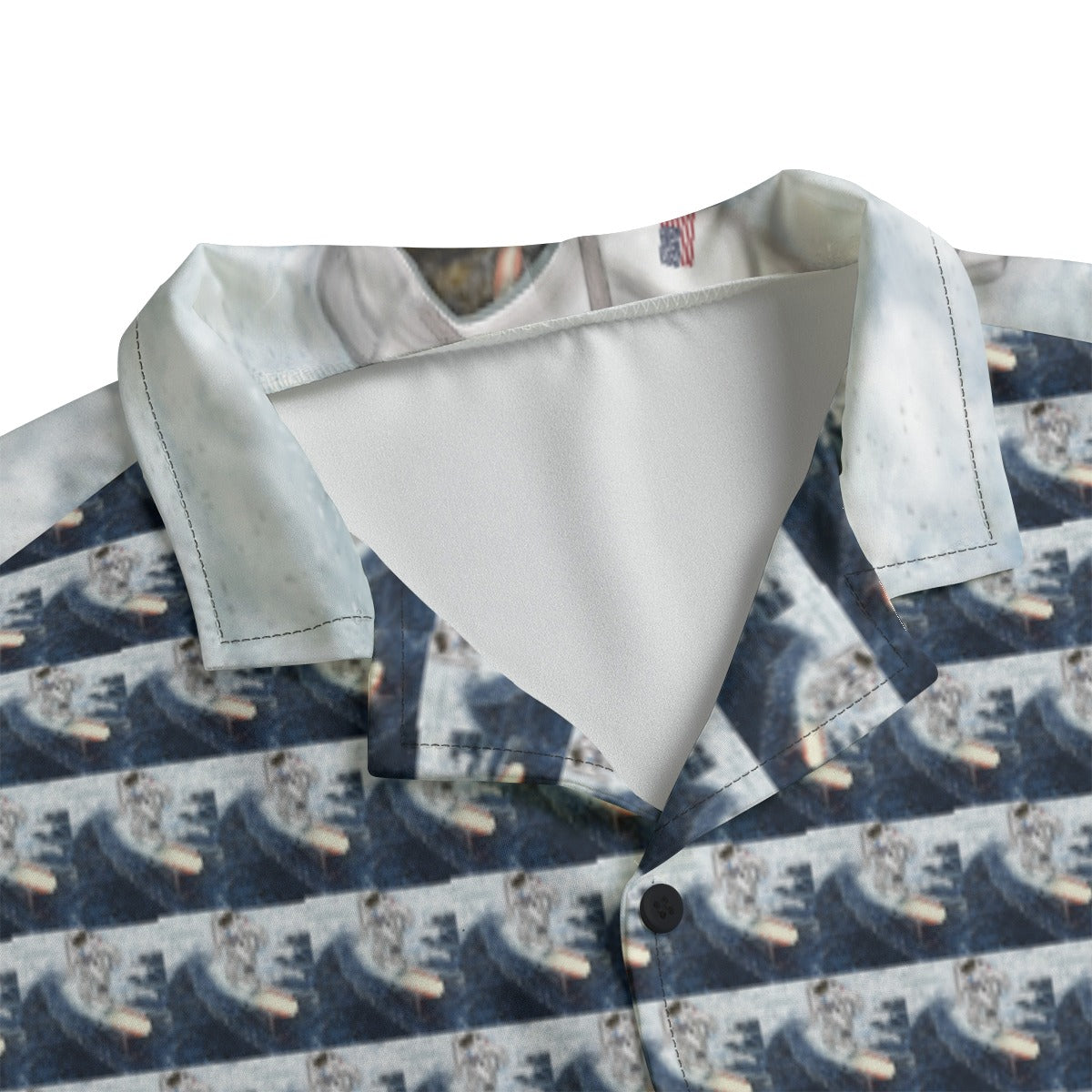 "Cosmic Surfer" All-Over Print Men's Hawaiian Shirt With Button Closure