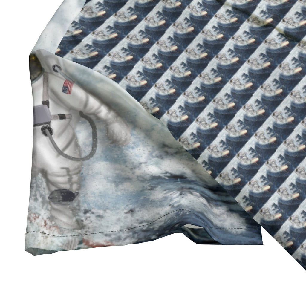 "Cosmic Surfer" All-Over Print Men's Hawaiian Shirt With Button Closure