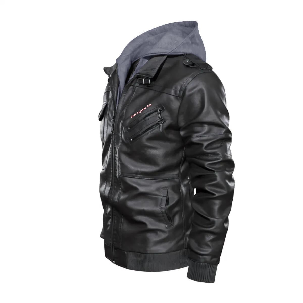 "Rock Legends Trio" Men's Zip Leather Jacket |DTF
