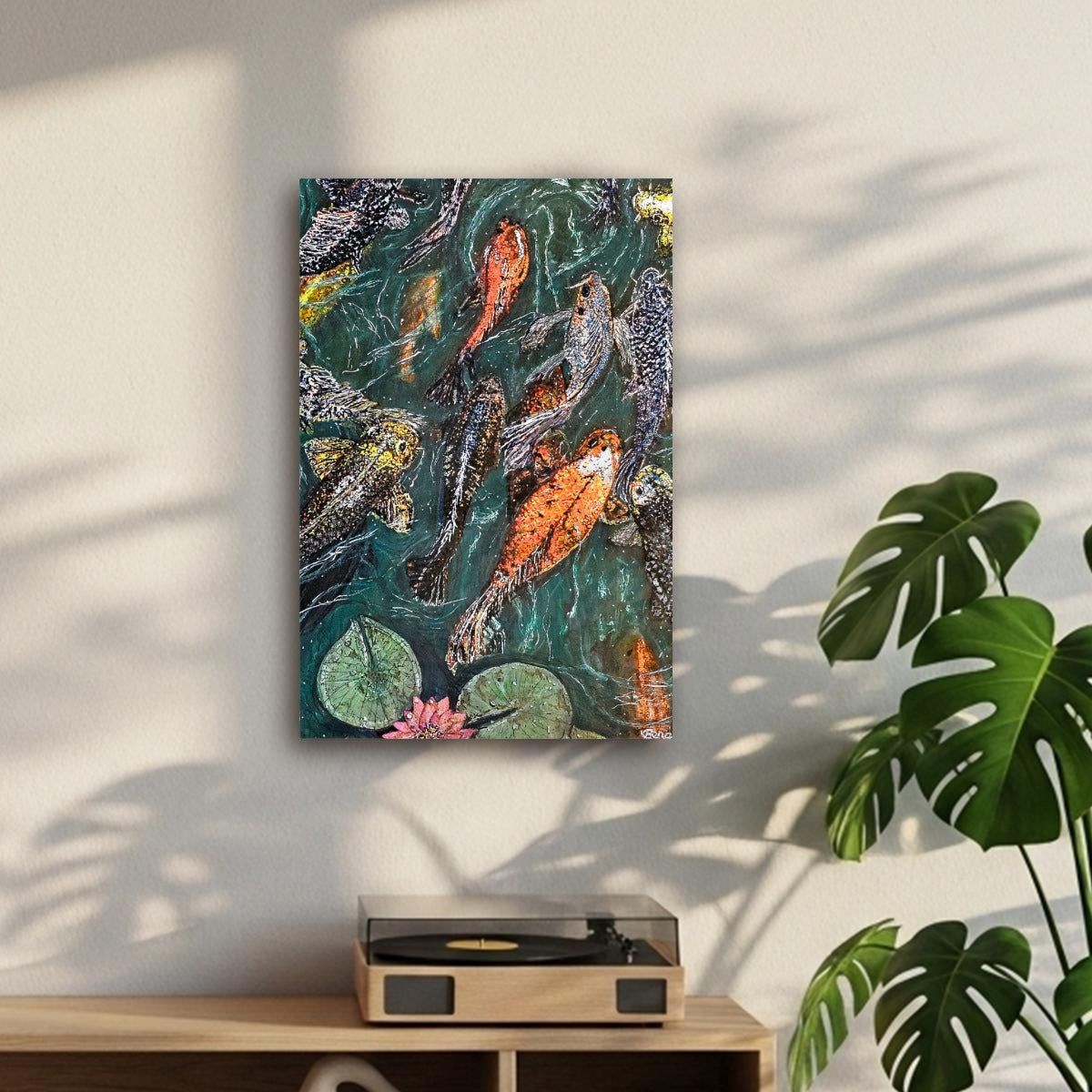 "Koi At Mabery Gelvin Botanical Garden" Canvas With Frame|Vertical 2:3