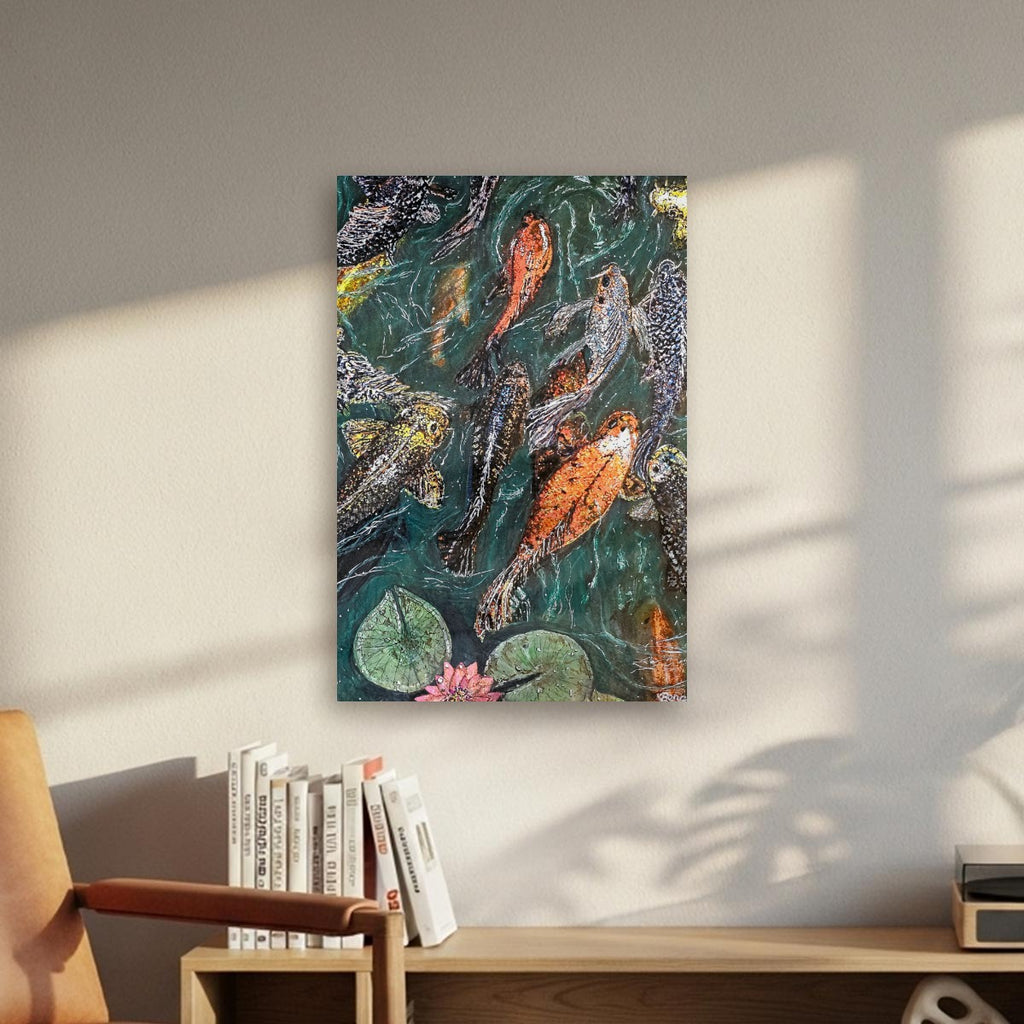 "Koi At Mabery Gelvin Botanical Garden" Canvas With Frame|Vertical 2:3